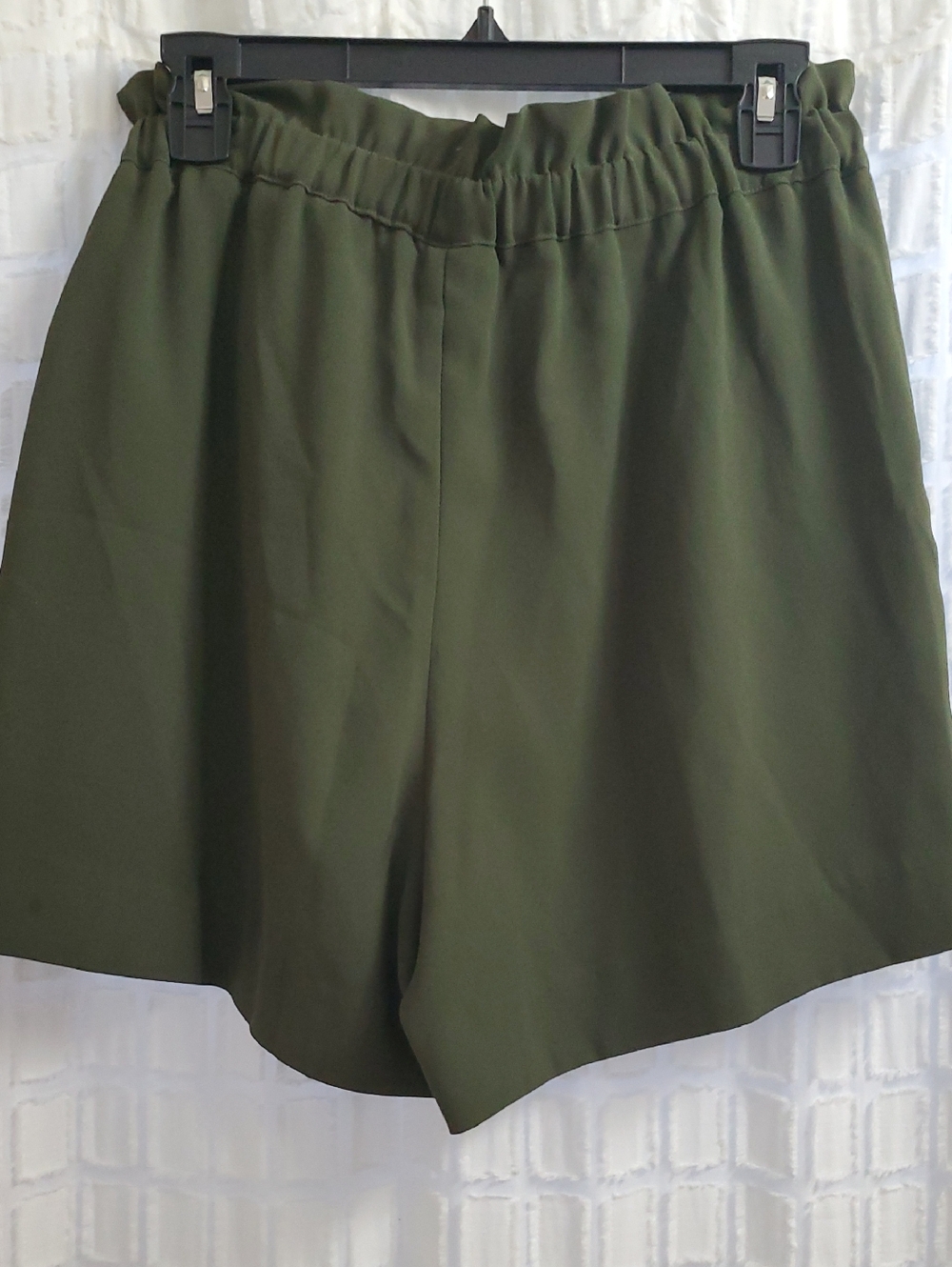 Olive Green Elastic Waist Shorts W/ Pockets